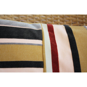 15x25 Lumbar Pillow Cover - Velvet and Grosgrain Stripes