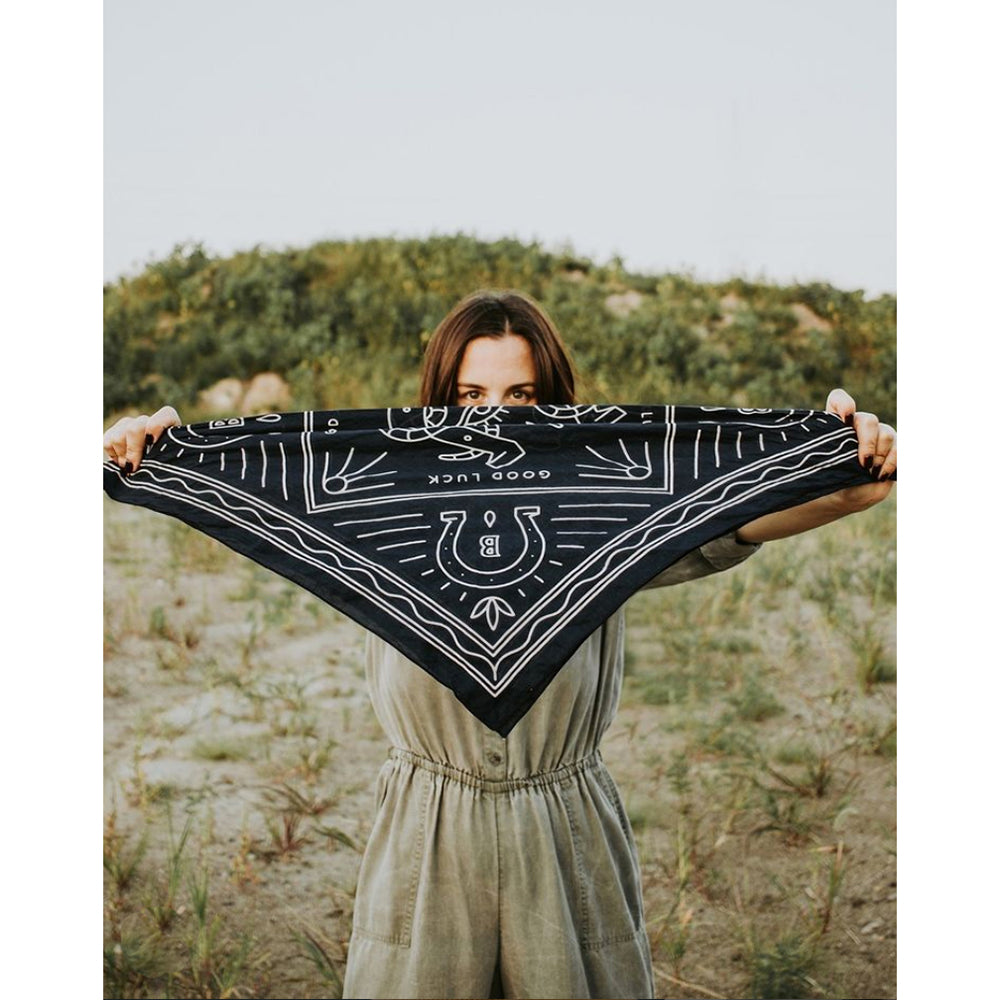 Navy and White Horseshoe Bandits Bandana - Good Luck pattern