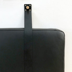 Black Leather Headboard COVER ONLY - replacement cover