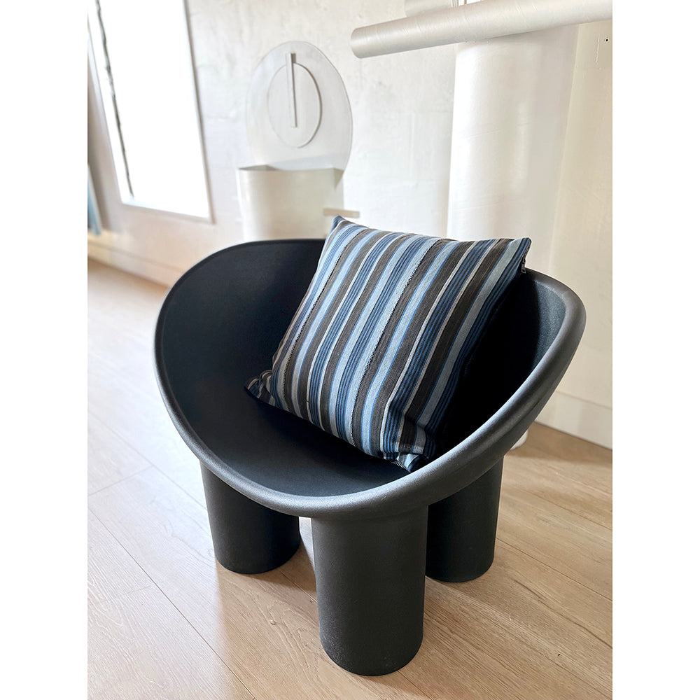 20x20 Square -  African Mudcloth Pillow Cover - Blue Stripe