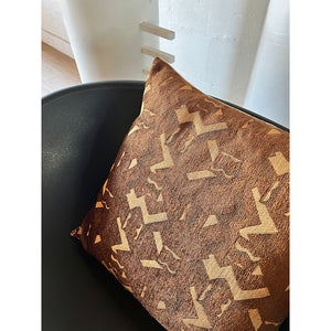 20x20 Square - Velvet Pillow Cover - Rusty Brown & Mustard Geometric