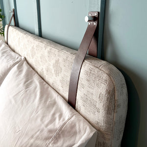 Hazy Circles Performance Fabric - Wall Hung Headboard Cushion with Leather Straps