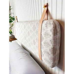 Hazy Circles Performance Fabric - Wall Hung Headboard Cushion with Leather Straps