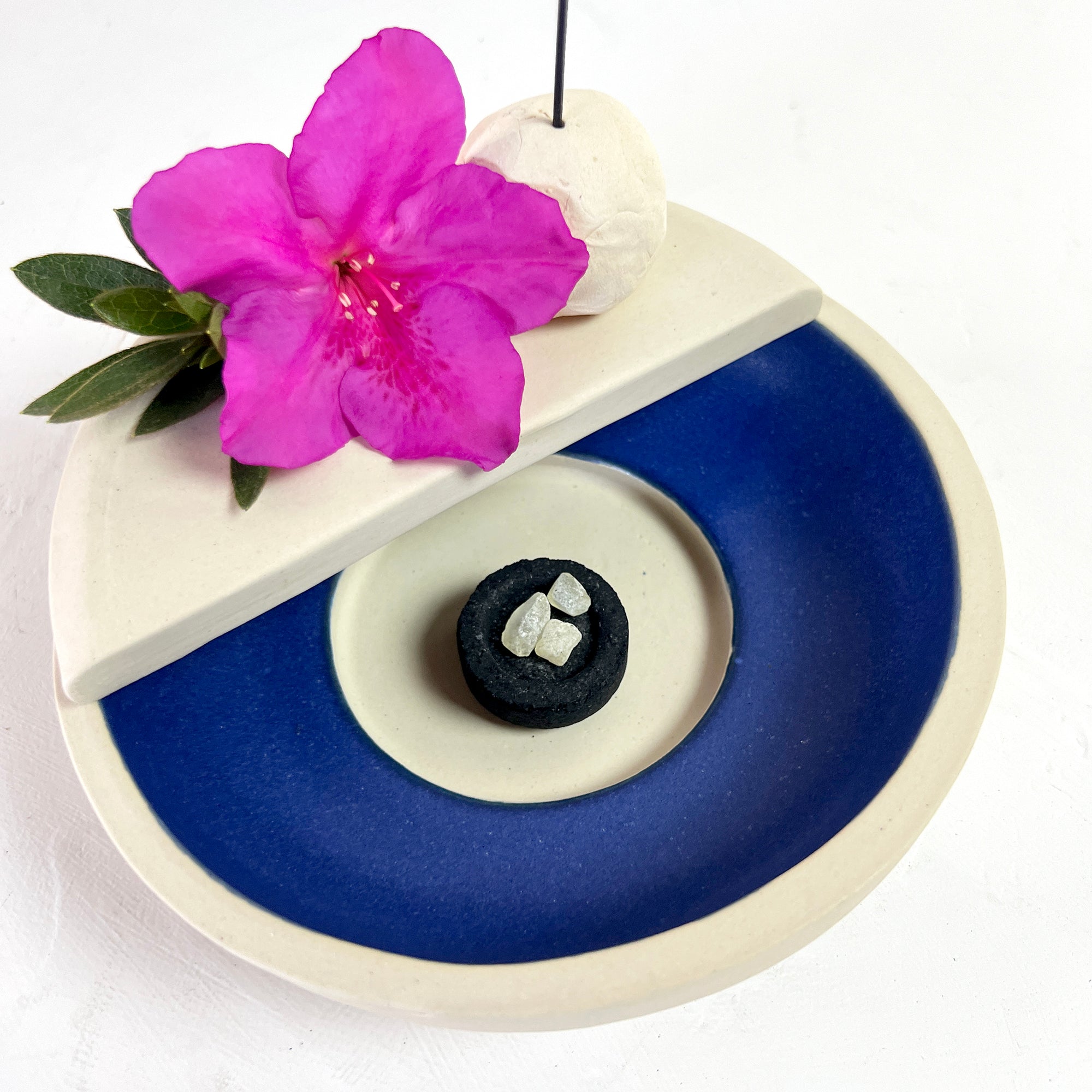 Temple Crucible in Sapphire and Cream - Incense Burner and Altar
