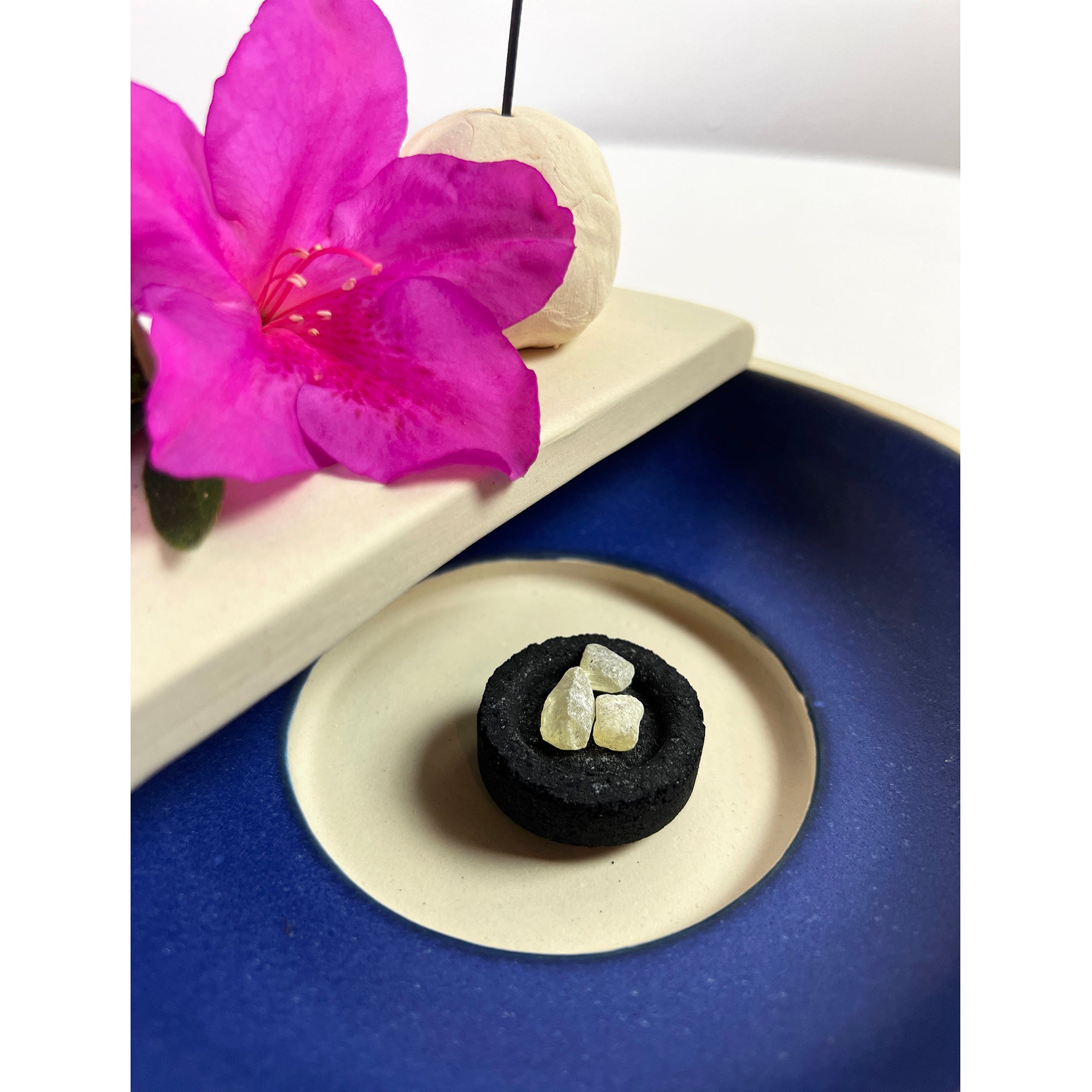 Temple Crucible in Sapphire and Cream - Incense Burner and Altar