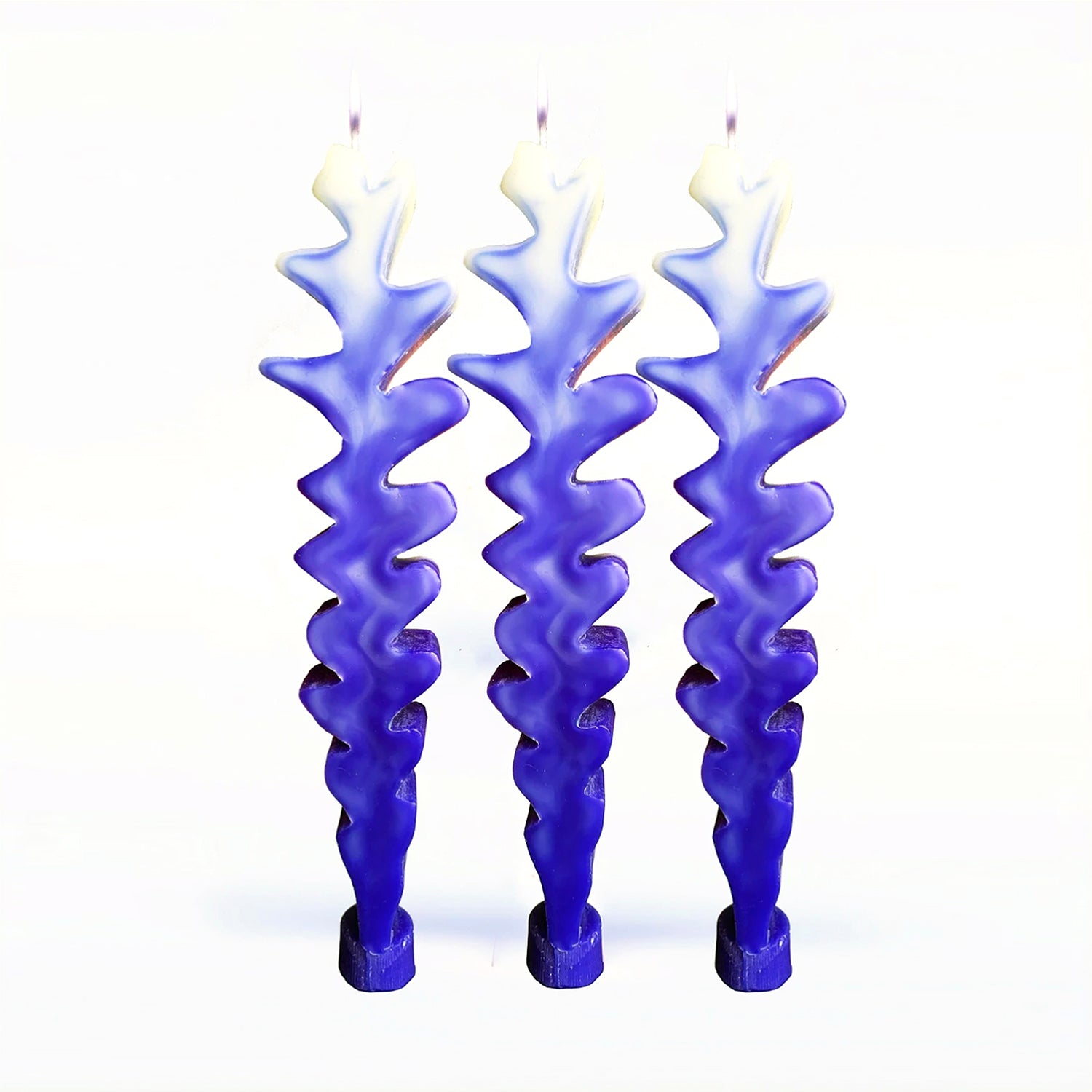 Wiggly Twig Beeswax Candle - Set of 3 - Ultramarine Blue
