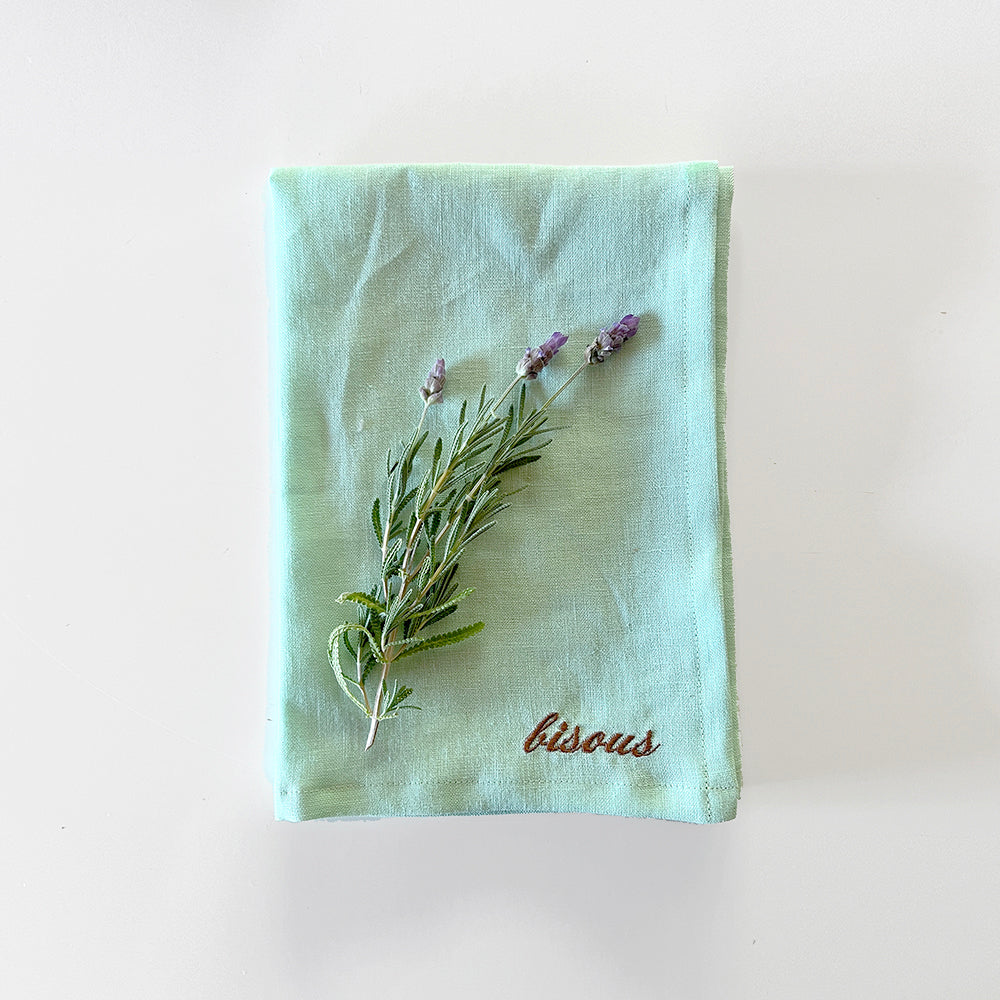 Embroidered Linen Napkins - Set of 4 - Bisous