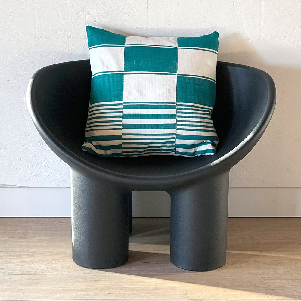 20x20 Square - African Cotton Fulani Pillow Cover - Jade Checkerboard