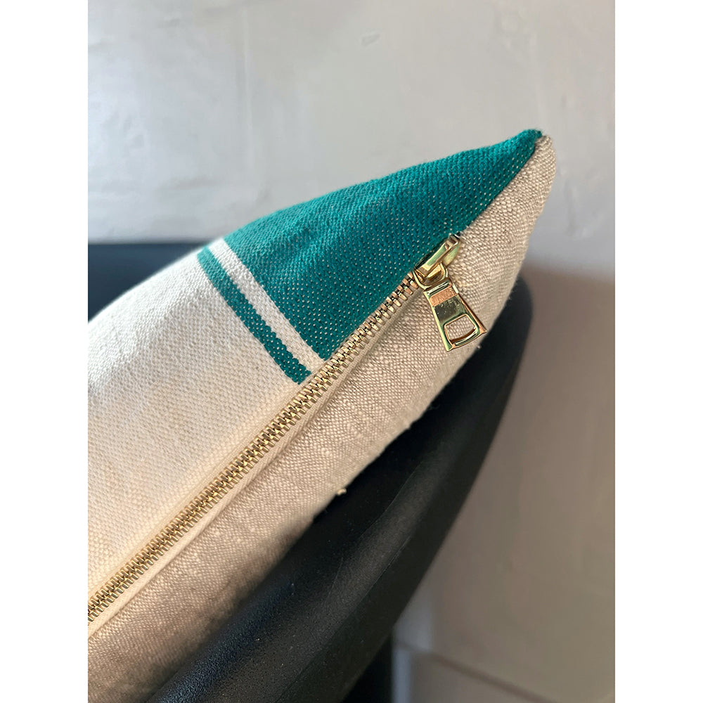 20x20 Square - African Cotton Fulani Pillow Cover - Jade Checkerboard