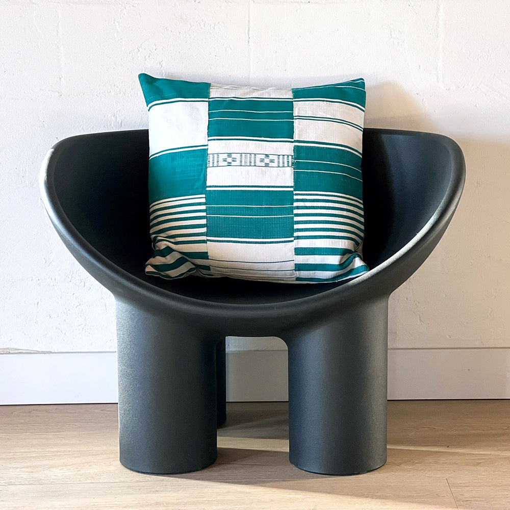 20x20 Square - African Cotton Fulani Pillow Cover - Jade Motif