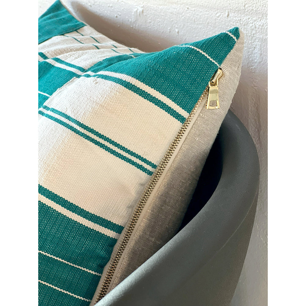 20x20 Square - African Cotton Fulani Pillow Cover - Jade Motif