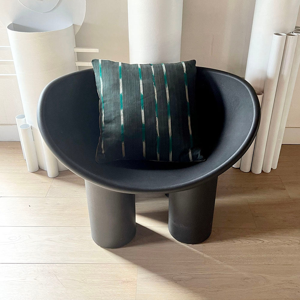 20x20 Square - African Baule Pillow Cover - Jade Stripe