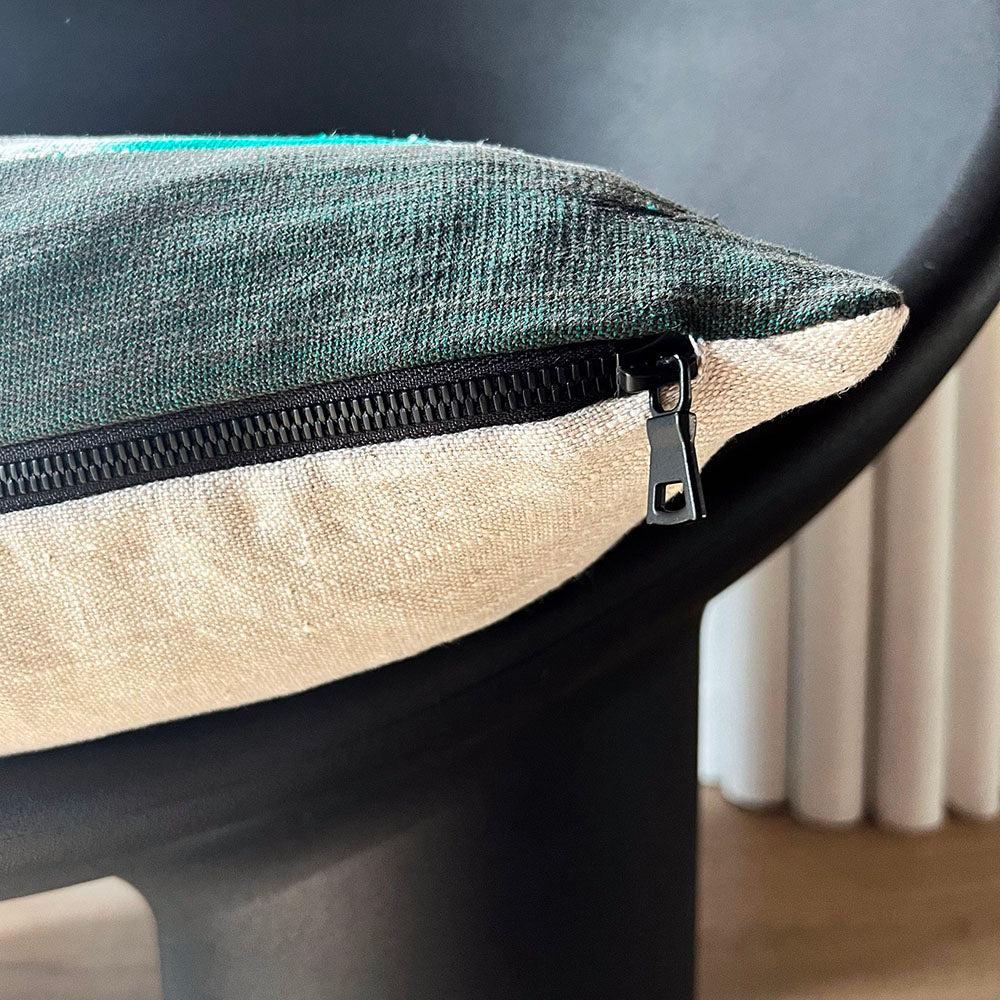 20x20 Square - African Baule Pillow Cover - Jade Stripe