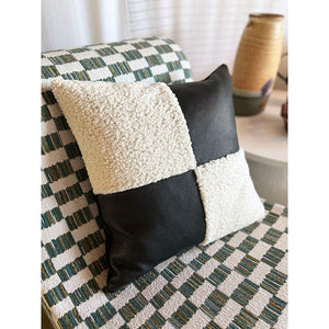 20x20 Square -  Leather & Faux Shearling - Jumbo Checkerboard