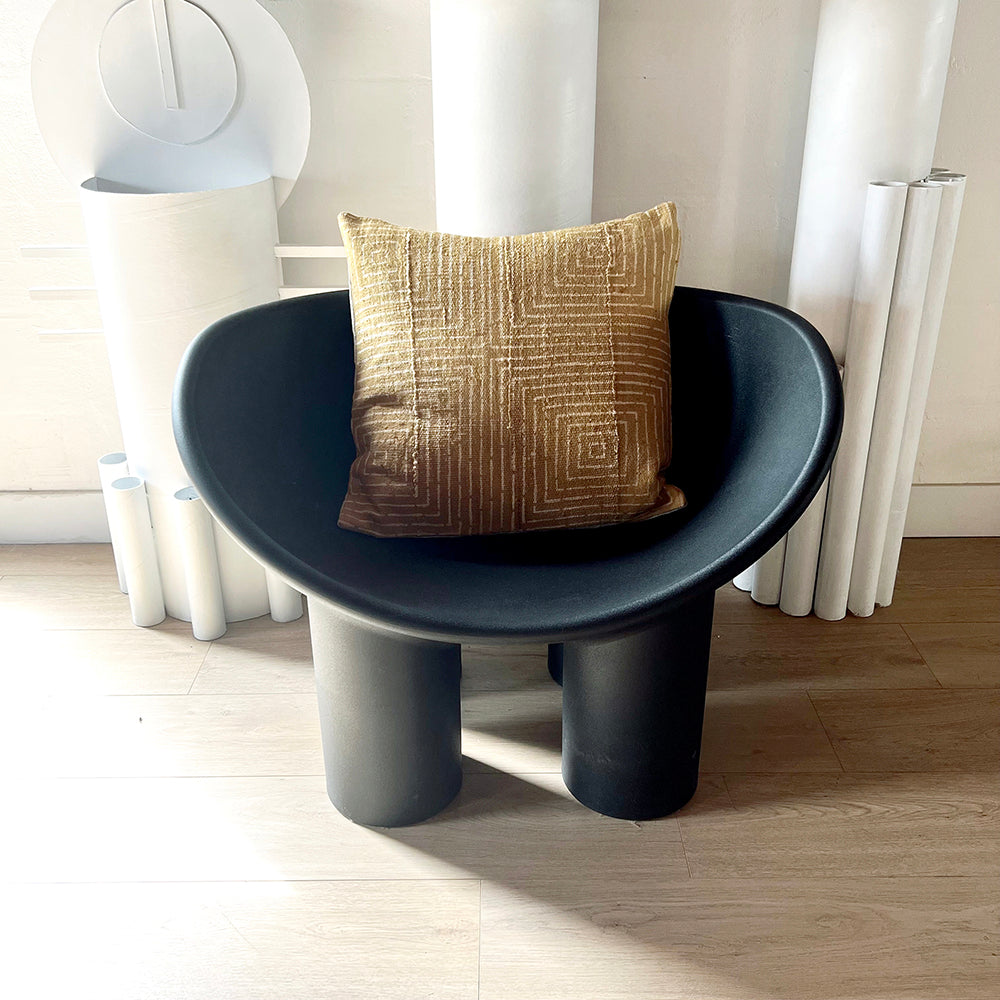 20x20 Square - Mustard Mudcloth Pillow Cover - Boxes