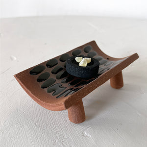 Red Clay Incense Burner - Black Dashes