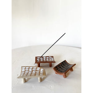 Red Clay Incense Burner - White Dashes