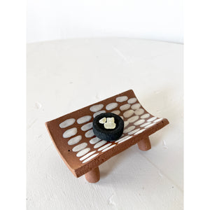 Red Clay Incense Burner - White Dashes