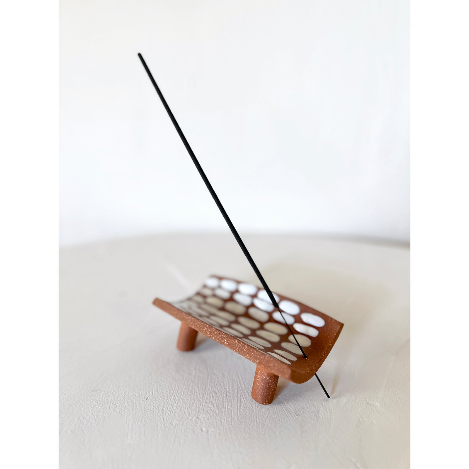 Red Clay Incense Burner - White Dashes