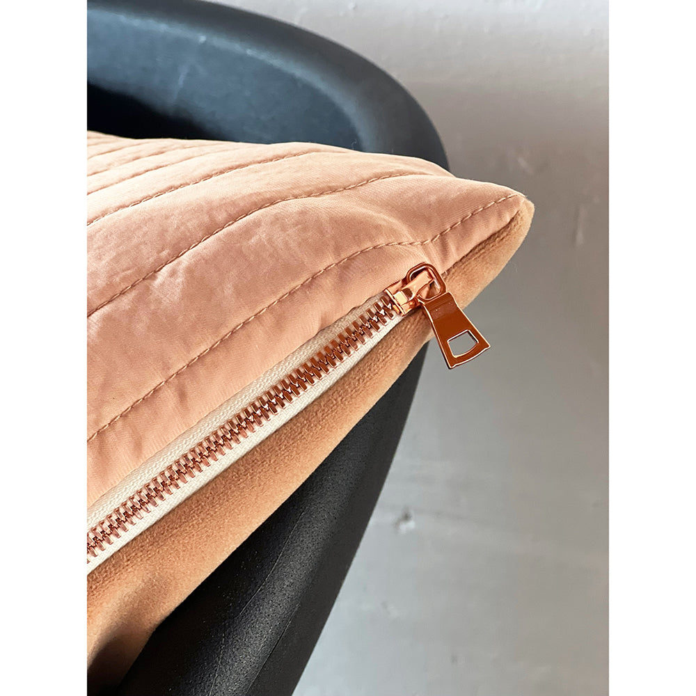 20x20 Square - Quilted Pink Sateen & Velvet Pillow Cover