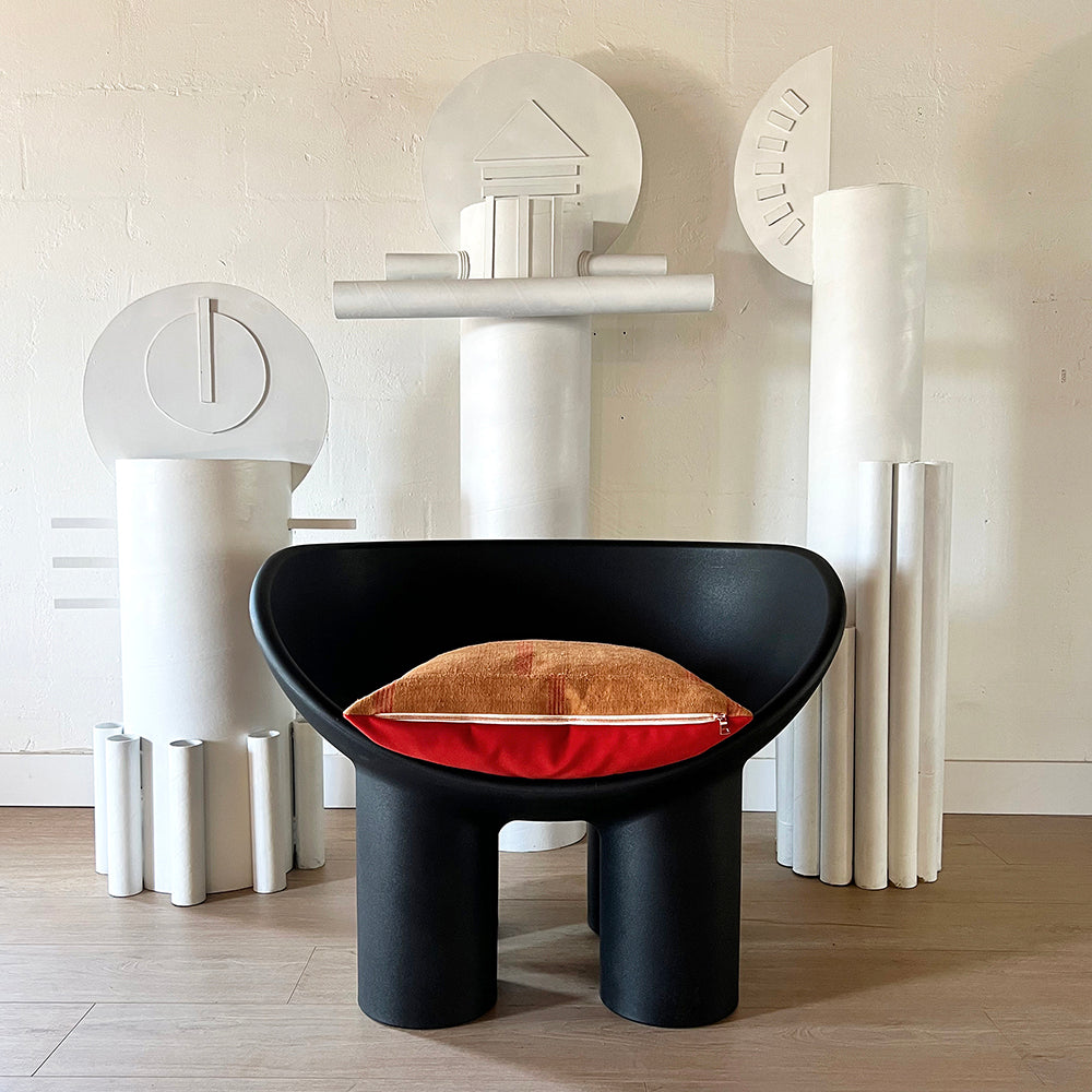 20x20 Square -  African Mudcloth Pillow Cover - Rust & Red