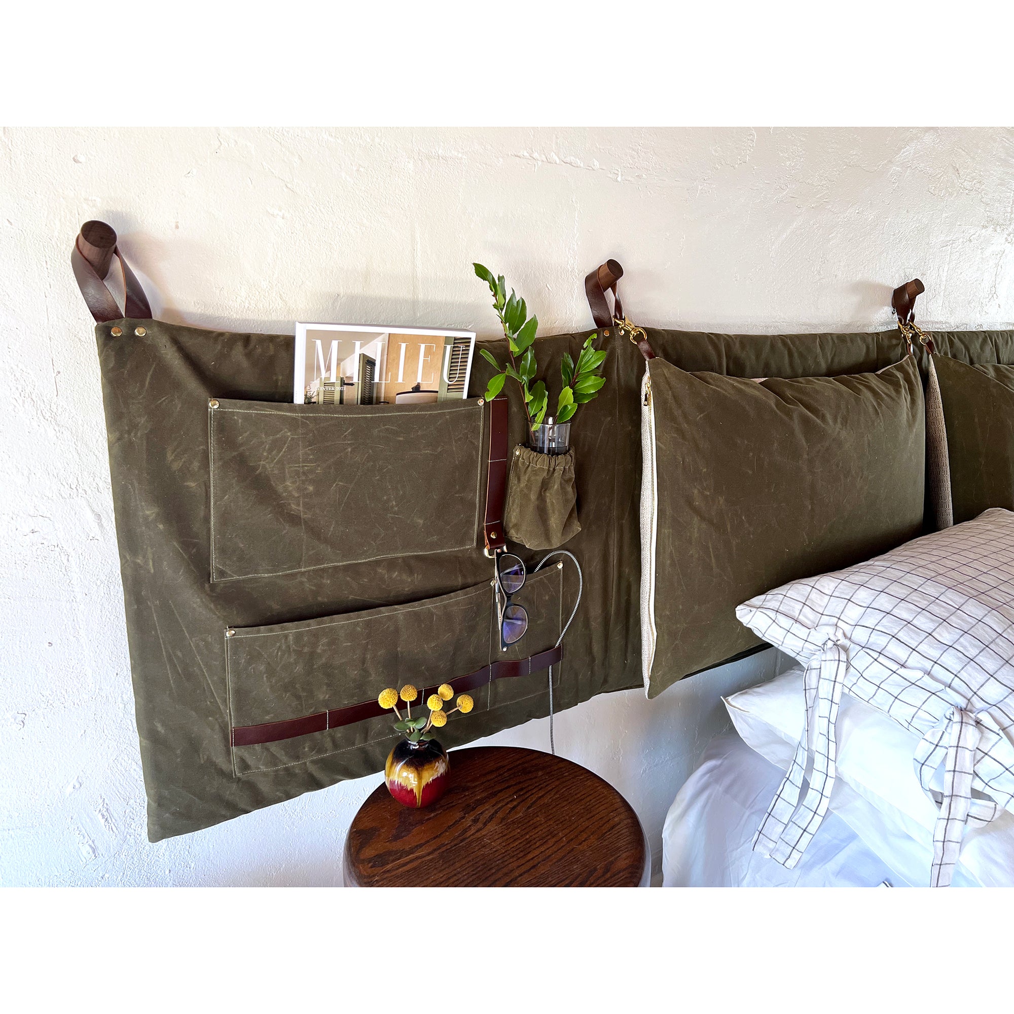 Olive Green Waxed Canvas Swatch - For Scout Headboards