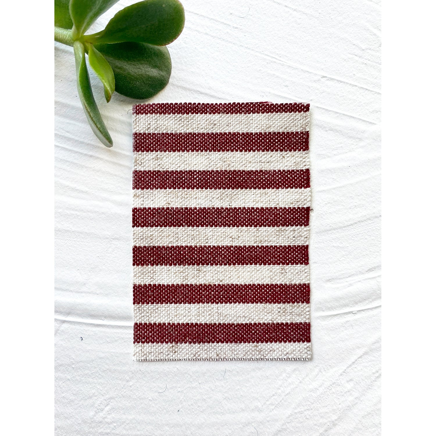 Red and Natural, Striped Linen Swatch