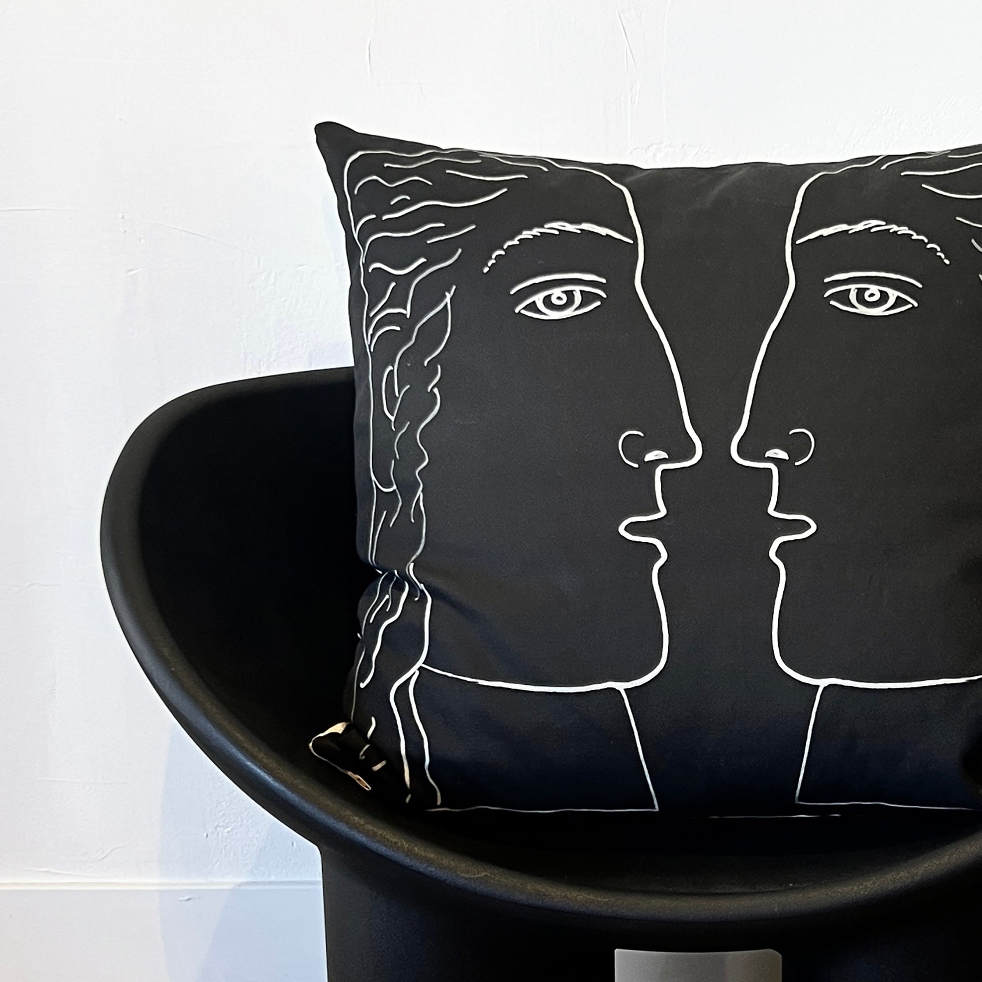26x26 inch Square - Euro Pillow Cover - Two Face in Black