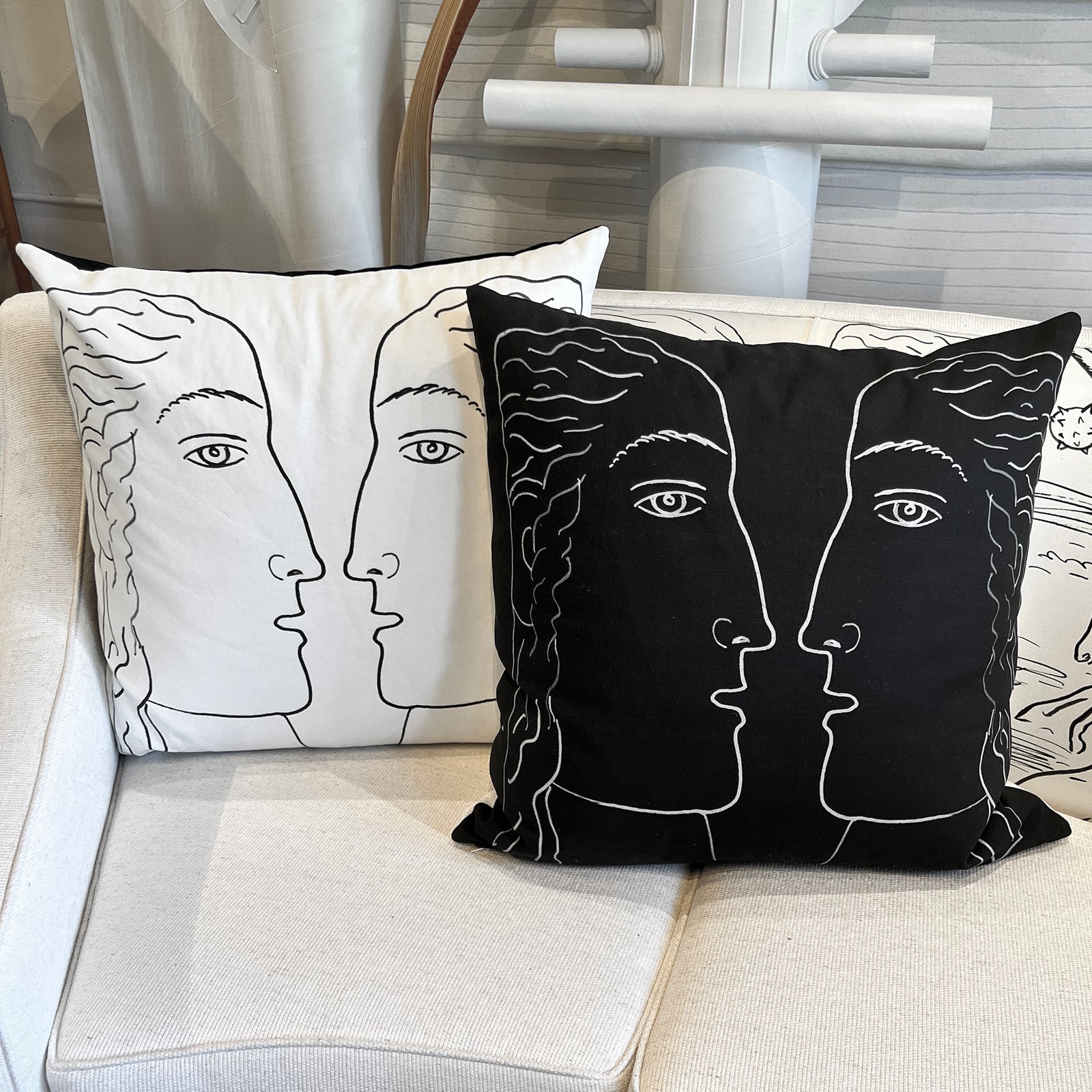 26x26 inch Square - Euro Pillow Cover - Two Face in Black