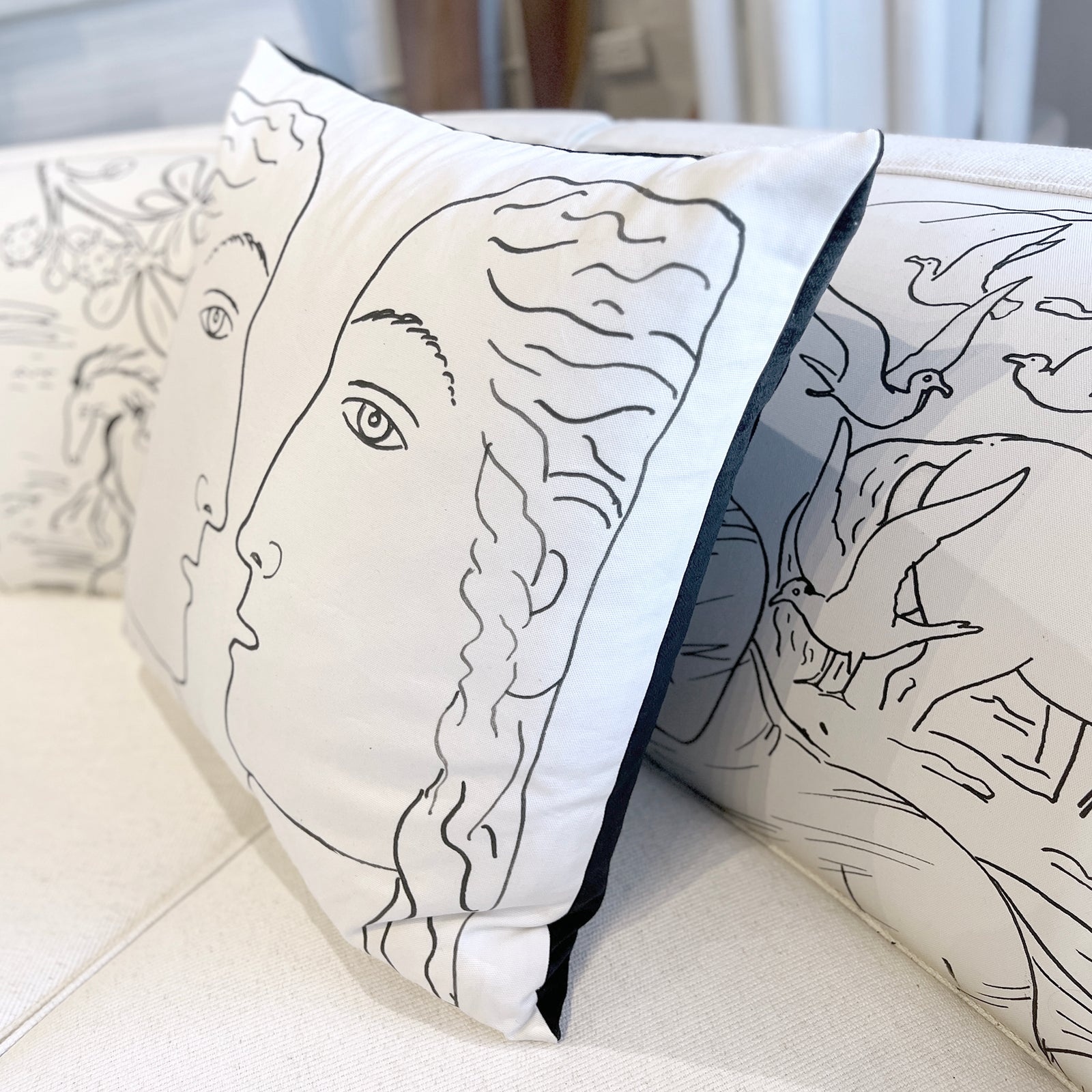 26x26 inch Square - Euro Pillow Cover - Two Face in White