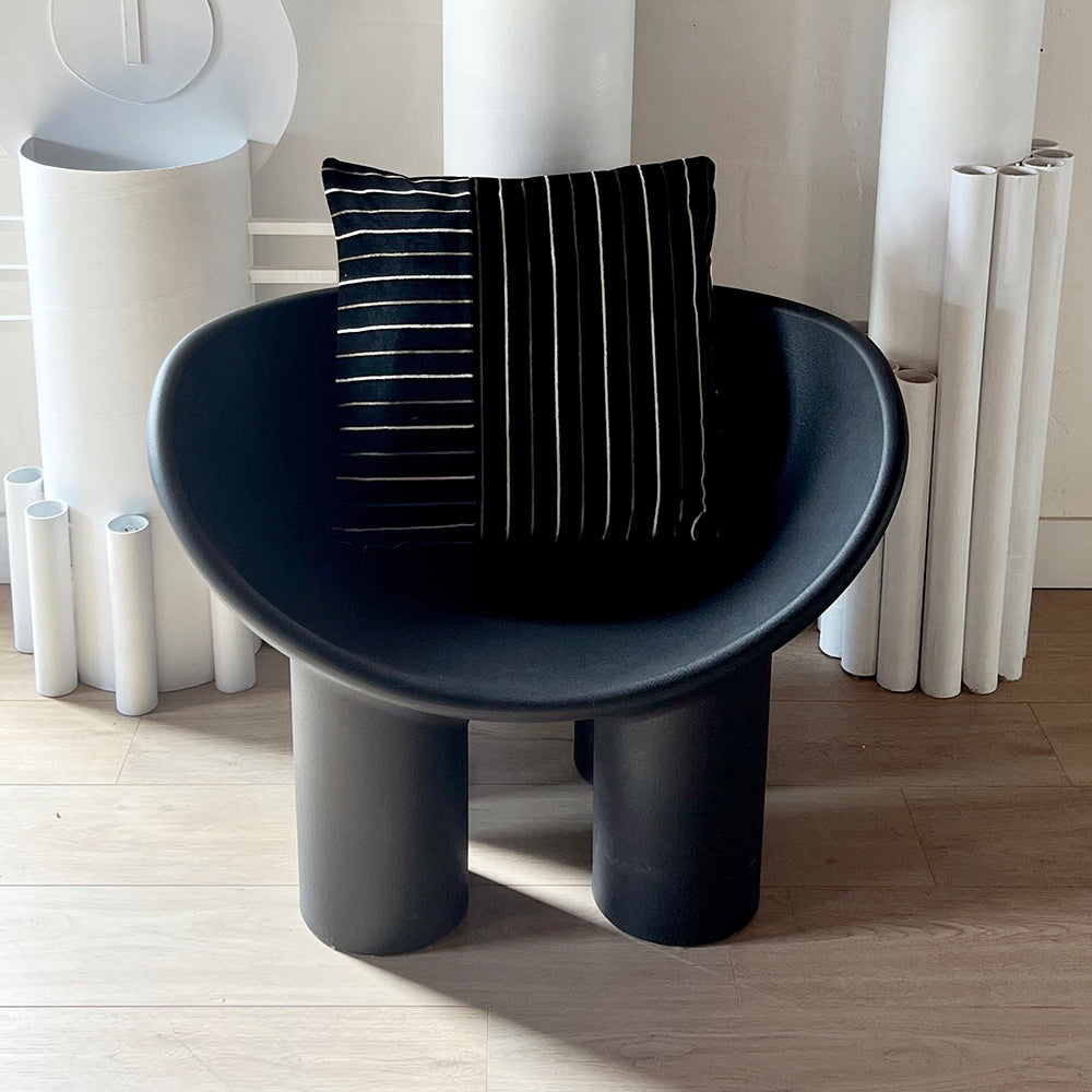 20x20 Square - Pillow Cover - Pieced Black Velvet Stripes