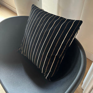 20x20 Square -  Velvet Pillow Cover - Black Vintage Stripes