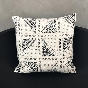 20x20 Square - White African Mudcloth Pillow Cover - Triangles