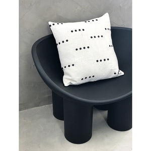 20x20 Square - White African Mudcloth Pillow Cover - Black Dots