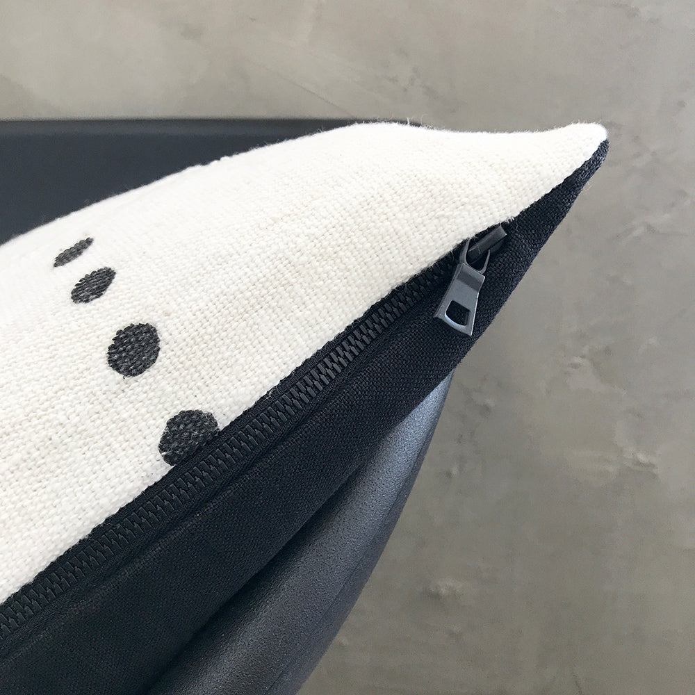 20x20 Square - White African Mudcloth Pillow Cover - Black Dots