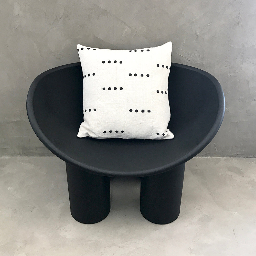 20x20 Square - White African Mudcloth Pillow Cover - Black Dots