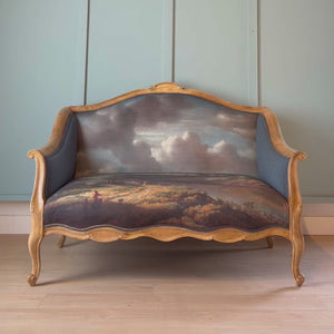 River Landscape Loveseat - Custom printed Philips Koninck upholstery