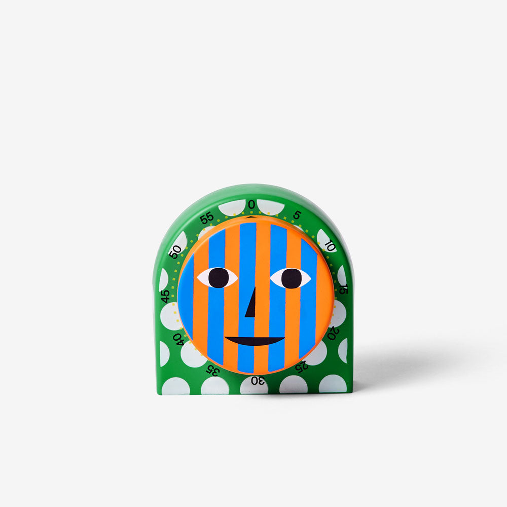 green and white polkadot, blue and orange striped face Metal Kitchen Timer by Dusen Dusen 