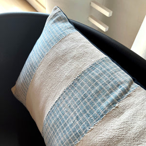 15x25 Lumbar - African Mudcloth Lumbar Pillow Cover - Faded Wide Stripe
