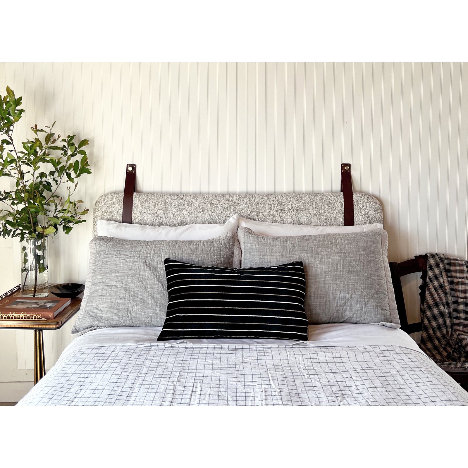 15x25 Lumbar - Velvet Pillow Cover - 1980s Stripe