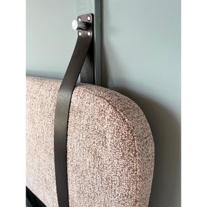 Mixed Boucle - Wall Hung Headboard Backrest Cushion with Leather Straps