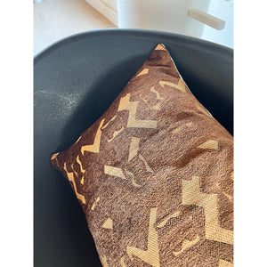 15x25 Lumbar - Chenille Velvet Pillow Cover - Rust & Mustard Geometric