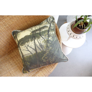 Custom made art print canvas throw pillow. Tree theme pillow.