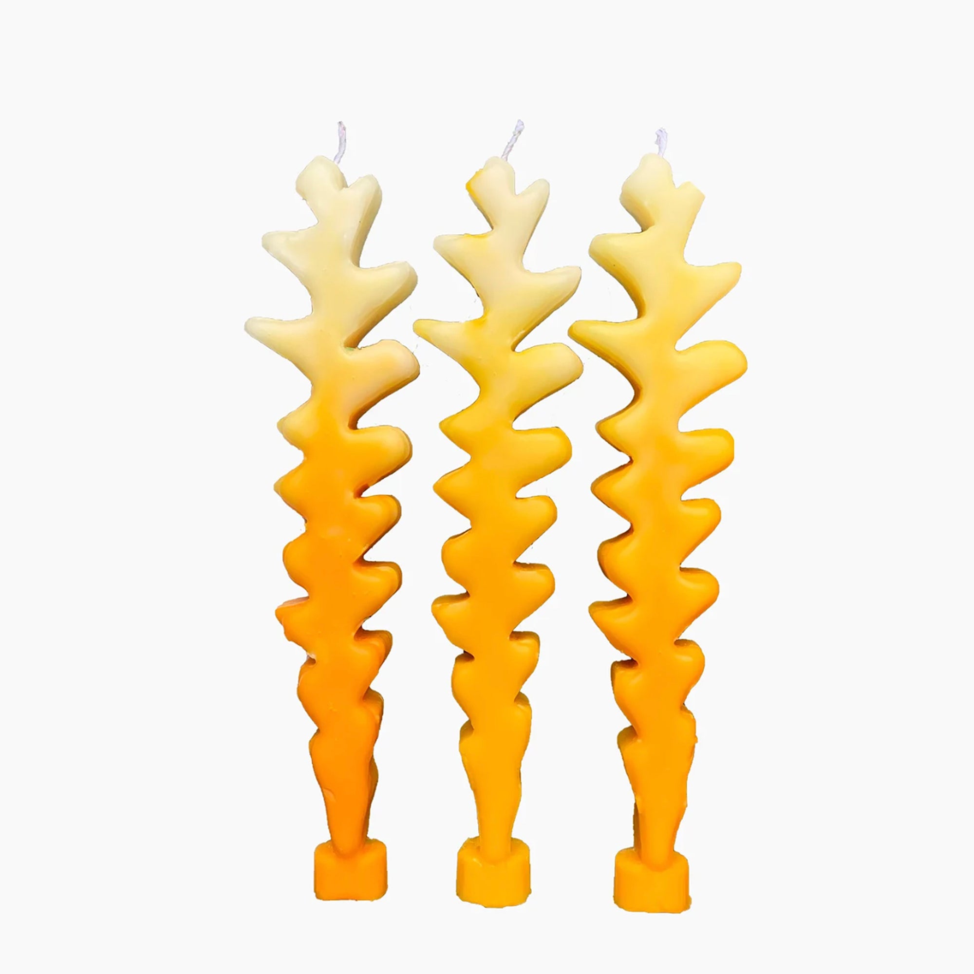 Wiggly Twig Beeswax Candle - Set of 3 -  Golden Yellow