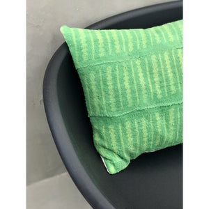15x25 Lumbar - African Mudcloth Lumbar Pillow Cover -  Green Bars