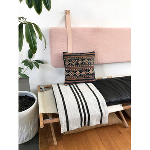 Blush Pink Performance Linen - Wall Mounted Headboard or Backrest Cushion with Leather Straps