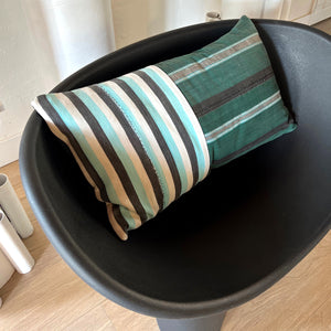 15x25 Lumbar -  West African Baule Pillow Cover - Jade Stripes