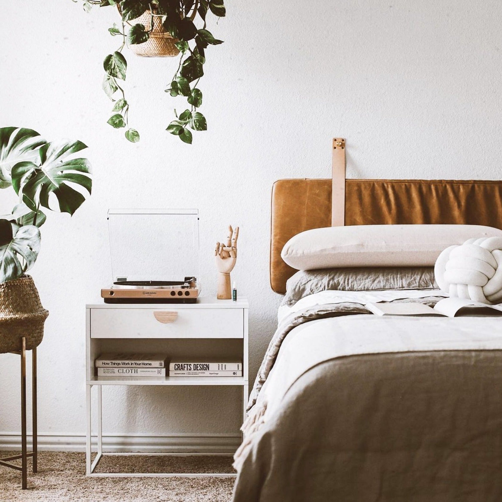 hanging plant headboard Honey Vintage Leather