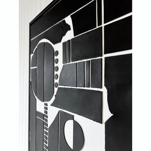 Metropolis II - Black Leather on Canvas - 25" x 30"
