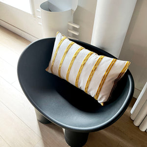 15x25 Lumbar - Pillow Cover - Mustard Embroidered Stripes